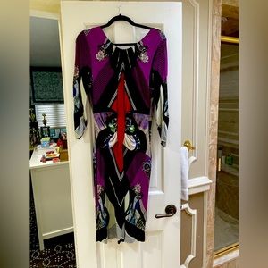 Beautiful multicolor Etro ruched jersey dress.